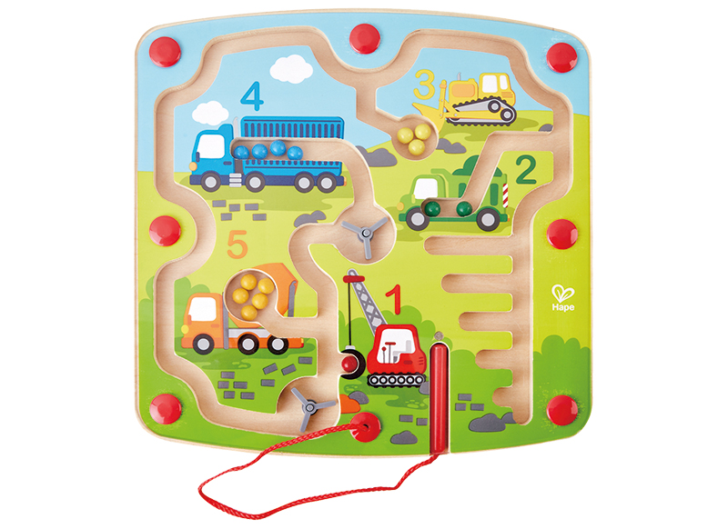 Motoriekbord - Hape Construction & Number Maze - voertuigen - magnetisch - fijne motoriek - per spel