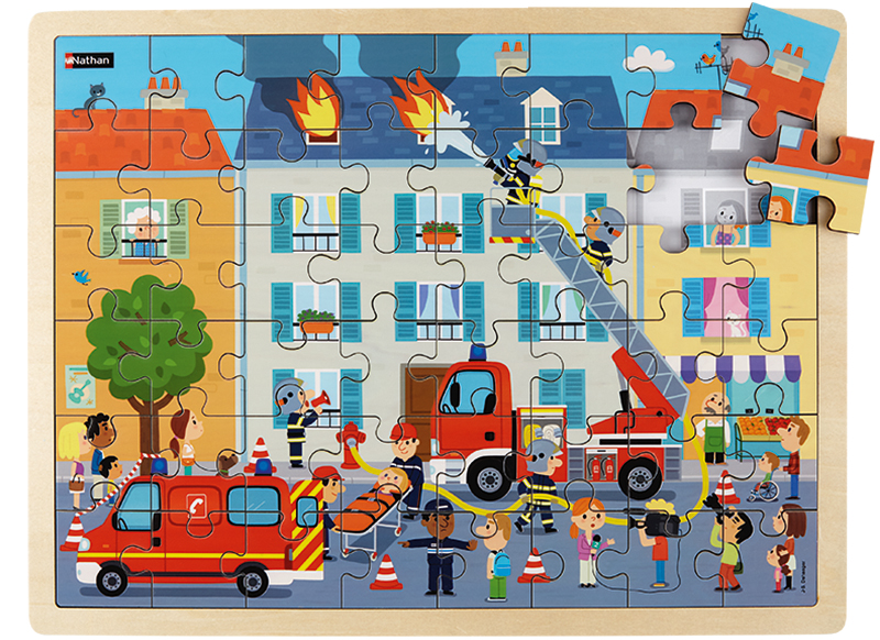 Themapuzzel - Nathan - brandweer - 48 stukjes - hout - per stuk