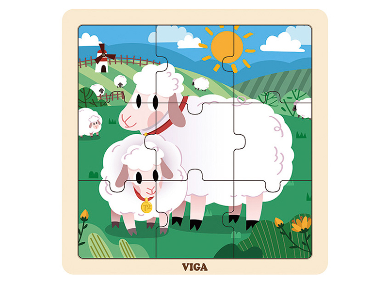 Puzzel - Hout - Viga - 9-Delig - Schaap