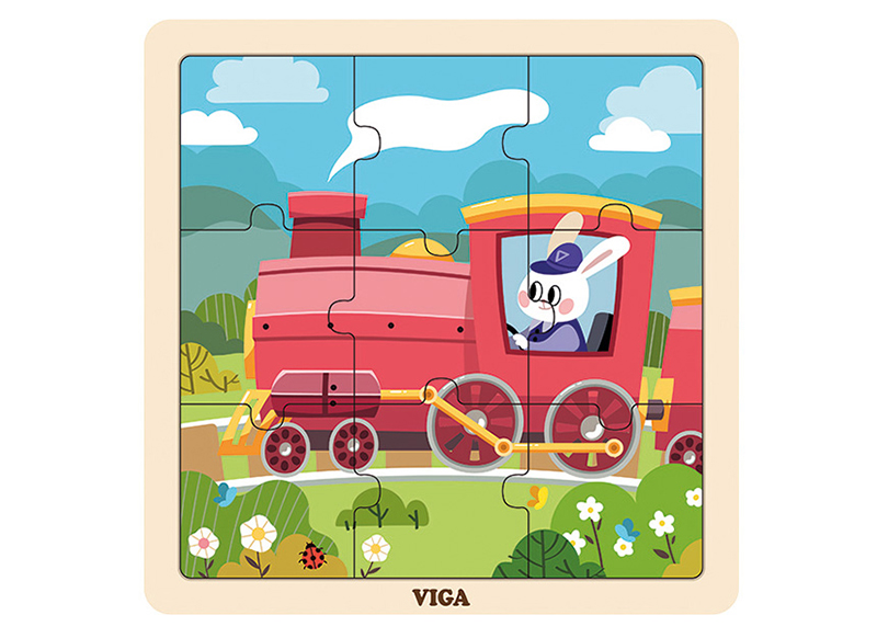 Puzzel - Hout - Viga - 9-Delig - Trein