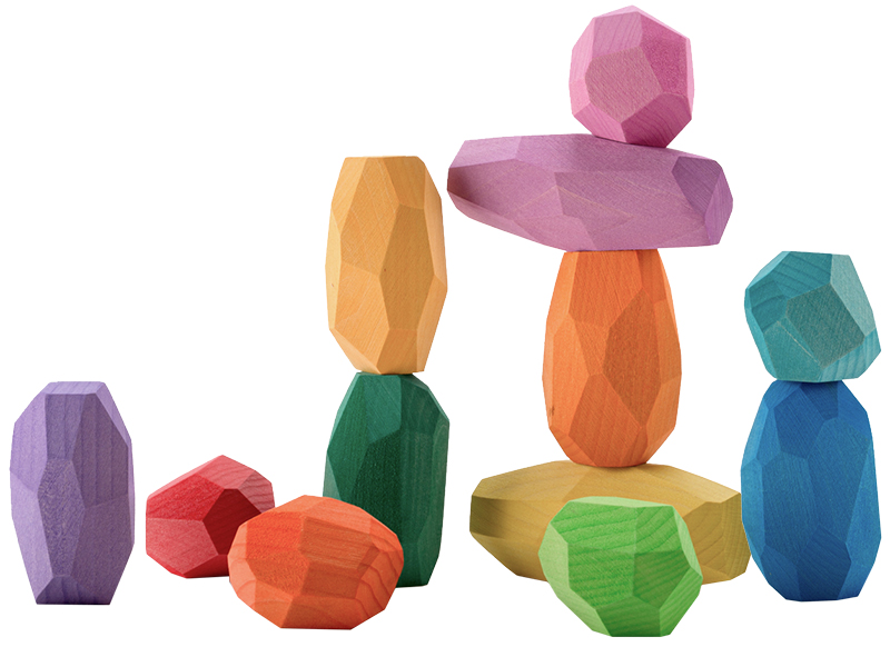 Open-ended - Ocamora - blokken - regenboog - hout - set van 12 assorti