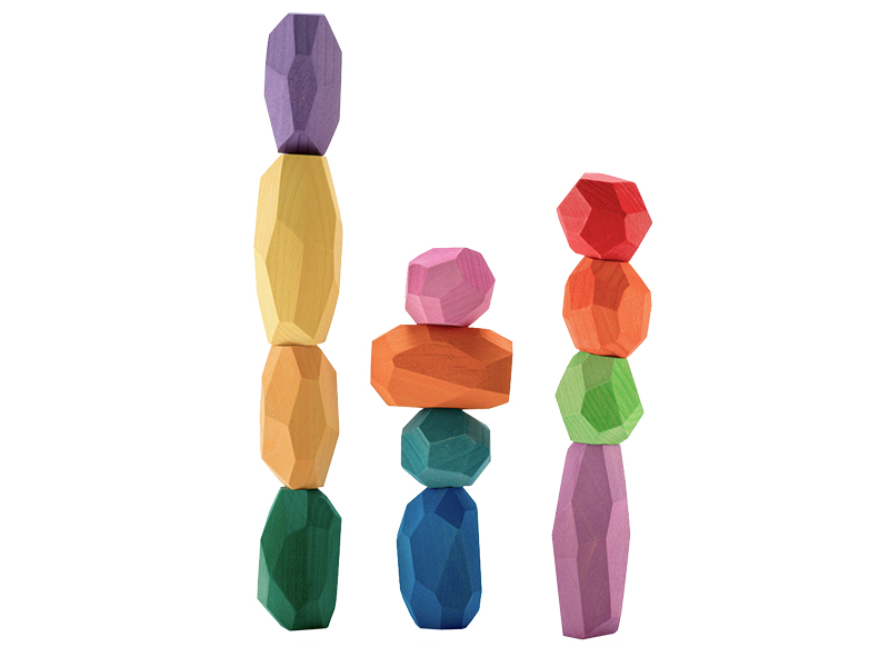 Open-ended - Ocamora - blokken - regenboog - hout - set van 12 assorti