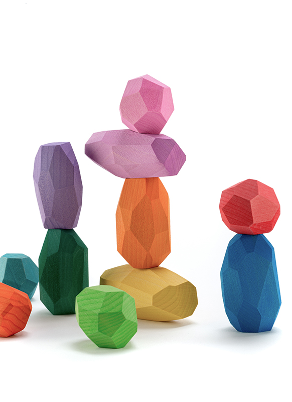 Open-ended - Ocamora - blokken - regenboog - hout - set van 12 assorti