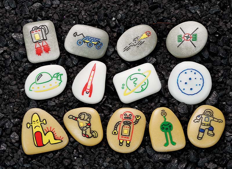 Spel - taalspel - Yellow Door Story Stones Outer Space - verhaalstenen - vertellen - luisteren - de ruimte - set van 13 assorti