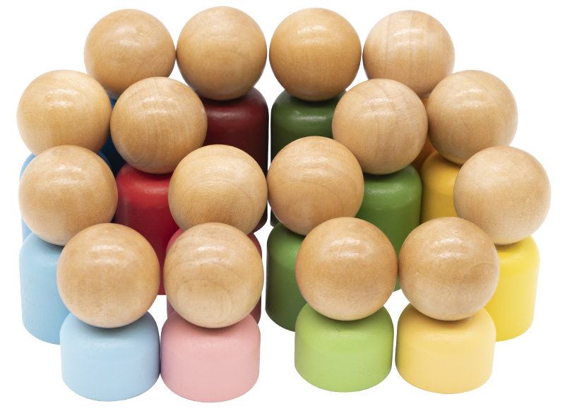 Open-ended - Freckled Frog Rainbow Families - regenboog - sorteren - familie - hout - set van 16