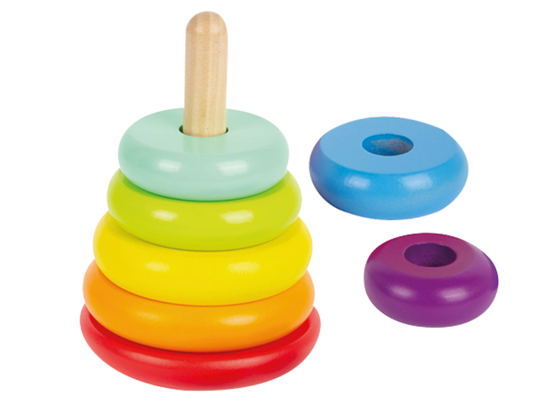 Stapelen en sorteren - stapeltoren - Hout - Regenboog Stapeltoren - Hout - 8-delig