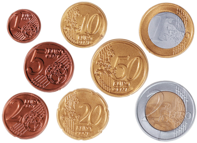 Rekenen met geld - euro - rekengeld - munten - assortiment van 160