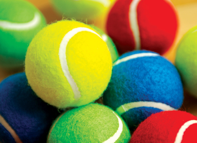 Bal - tennisbal - verschillende kleuren - set van 12 assorti