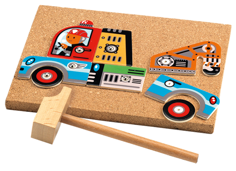 Spel - constructiespel - Djeco - hamertje tik - voertuigen - 24 vormen - fijne motoriek - per set