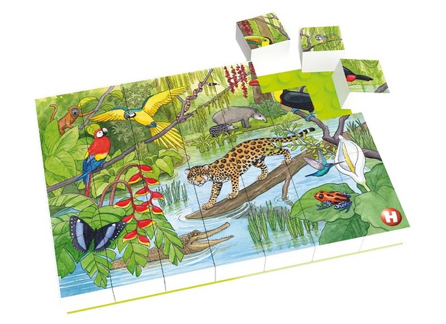 Puzzel - blokken - Hubelino - wilde dieren - 35 stukjes - per stuk