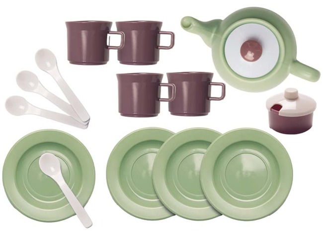 Kookset - theeset - servies - Dantoy - Green Garden - bioplastic - assortiment van 16