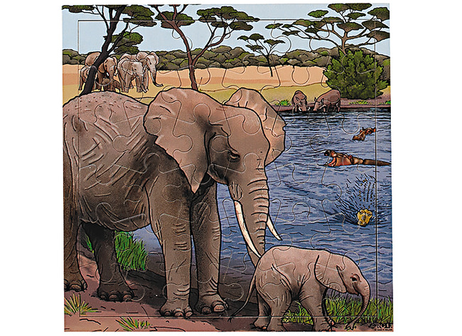 Themapuzzel - Rolf - savanne - olifanten - 36 stukjes - hout - per stuk