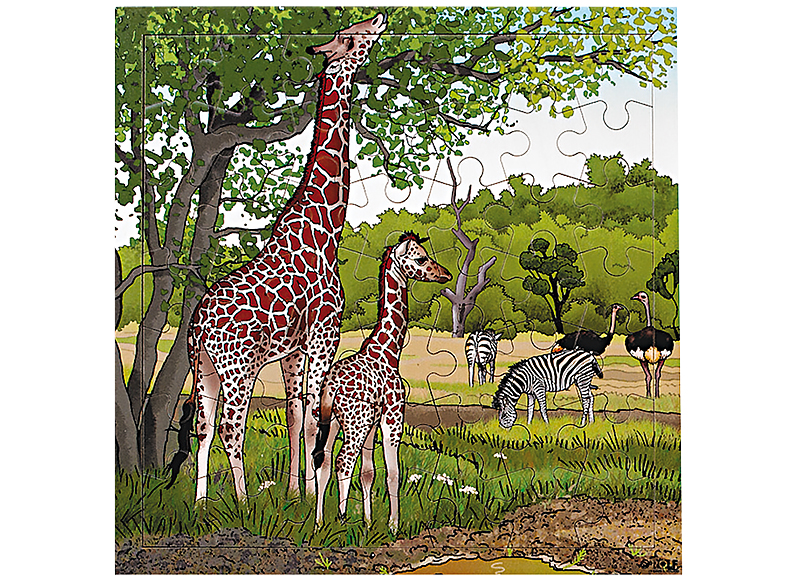 Themapuzzel - Rolf - savanne - giraffen - 36 stukjes - hout - per stuk