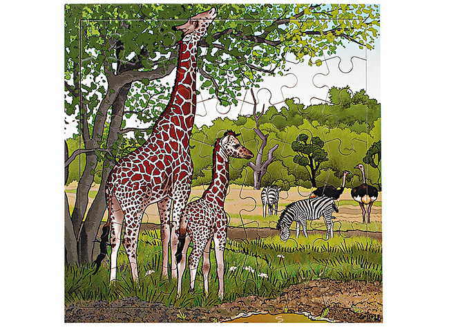 Themapuzzel - Rolf - savanne - giraffen - 36 stukjes - hout - per stuk