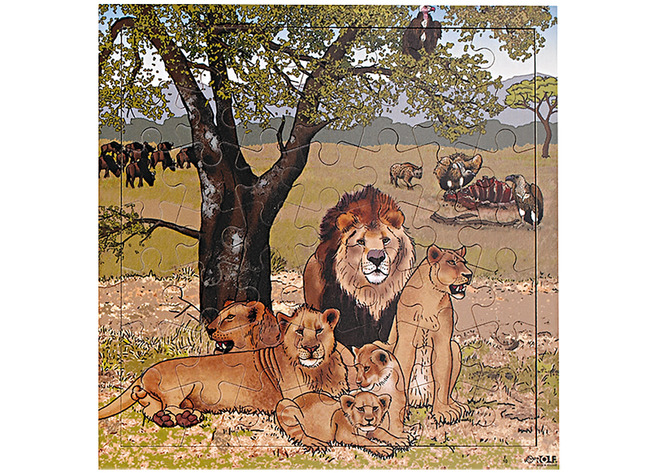 Themapuzzel - Rolf - savanne - leeuwen - 36 stukjes - hout - per stuk