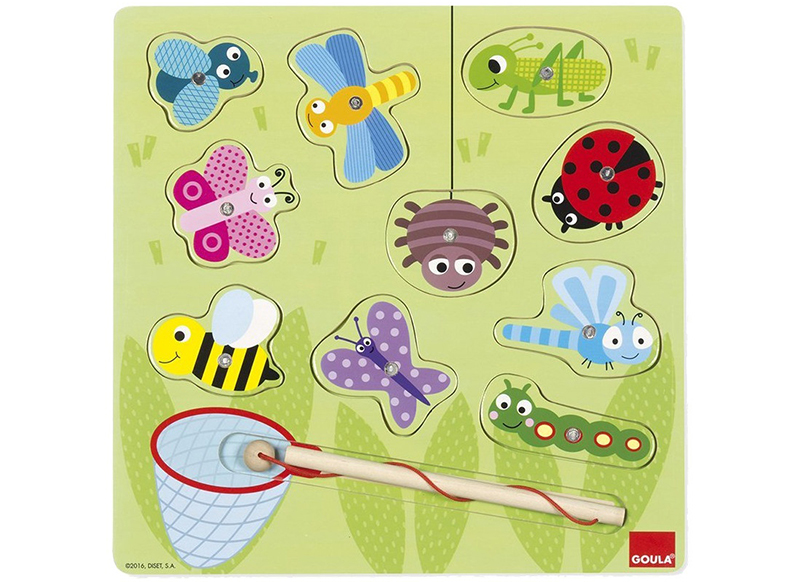 Puzzel - hengelpuzzel - Goula - insecten - magnetisch - hout - per stuk