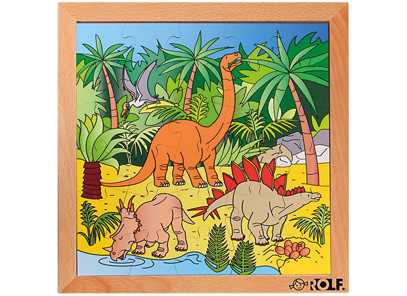 Themapuzzel - Rolf - dinosaurussen - draken - 30 stukjes per puzzel - hout - set van 2 assorti