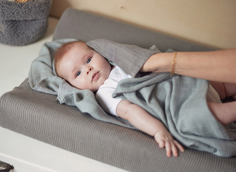 Aankleedkussenhoes - Jollein Basic Knit - 50 x 70 cm - stone grey - per stuk