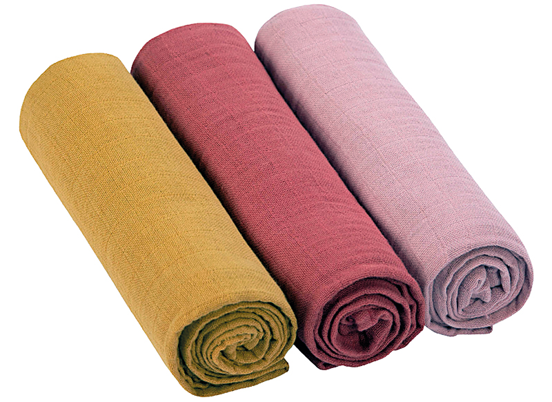Textiel - hydrofielluier - Lassig - 85x85 cm - set van 3 - leverbaar in roze- en groentinten