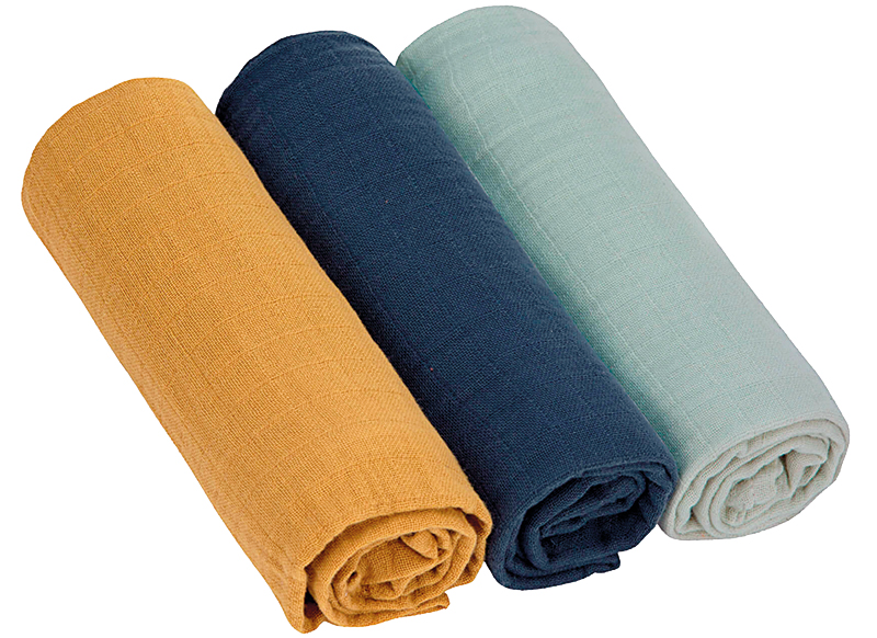 Textiel - hydrofielluier - Lassig - 85x85 cm - set van 3 - leverbaar in roze- en groentinten
