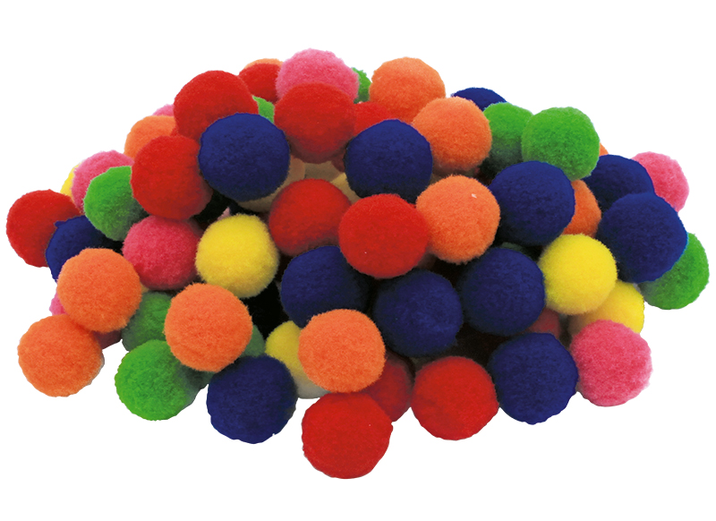 Pompons - Handige Handen - gekleurd - fijne motoriek - set van 90 assorti