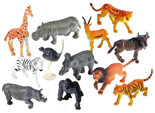 Speelgoed figuren - jungle dieren - beestenboel - set van 60 assorti