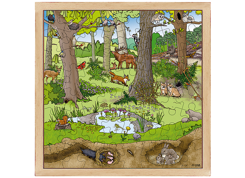 Puzzel - themapuzzel - Rolf - bos - seizoenen - lente en zomer - 64 stukjes - hout - per stuk