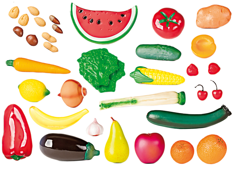 Speelgoed - imitatievoeding - Miniland - groenten en fruit - set van 35 assorti