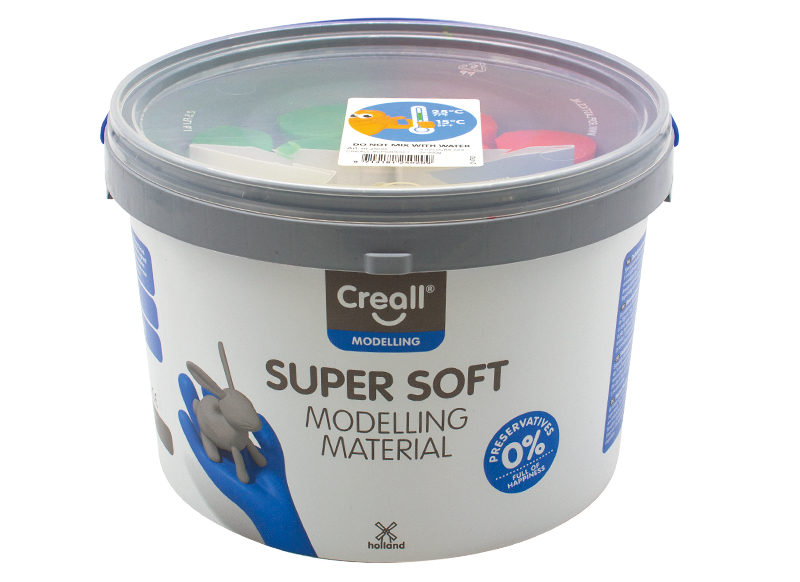 Plasticine - Creall Super Soft - 1,75 kg - boetseren - wit - set van 5 assorti