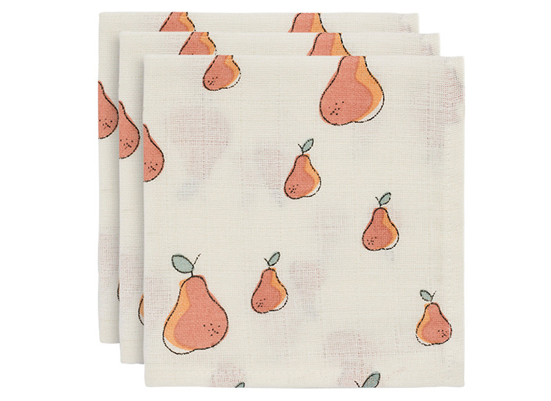 Doek - Jollein - hydrofiel monddoekje - 31 x 31 cm - pear - set van 3