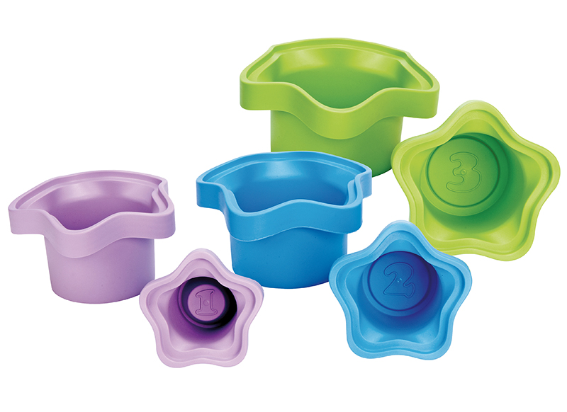 Eerste speelgoed - stapelen - Greentoys - stapelpotjes - 6 stuks