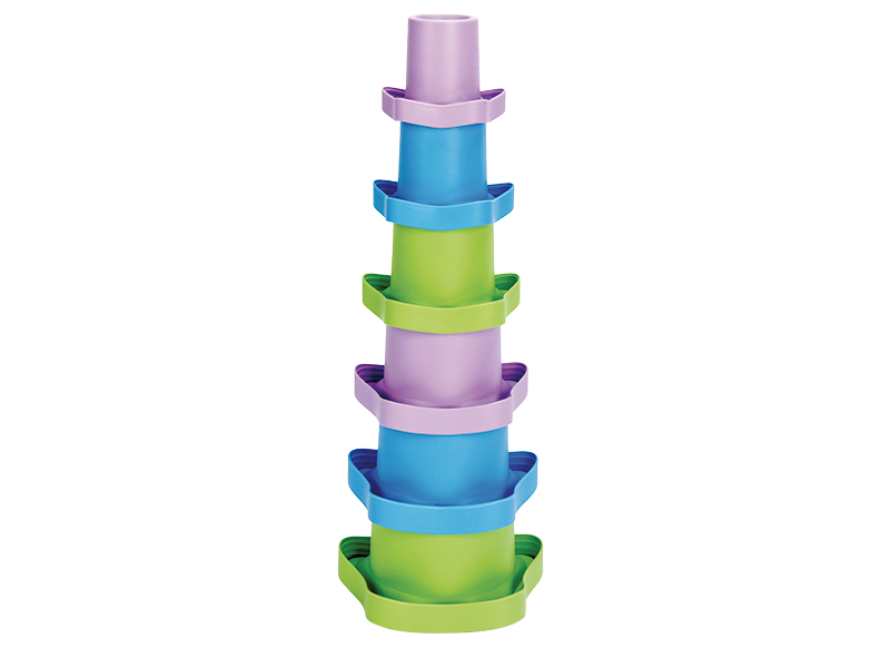Eerste speelgoed - stapelen - Greentoys - stapelpotjes - 6 stuks