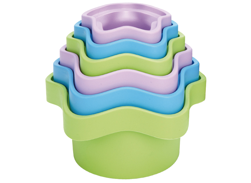 Eerste speelgoed - stapelen - Greentoys - stapelpotjes - 6 stuks