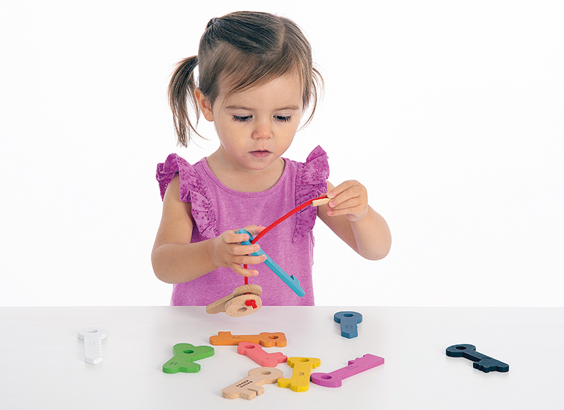 Open-ended - tickit Rainbow Wooden Counting Keys - Rijgsleutels - hout - gekleurd - set van 11