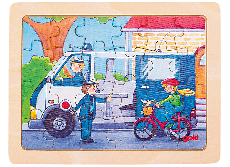 Puzzel - themapuzzel - Goki - beroepen - 24 stukjes per puzzel - hout - set van 3 assorti