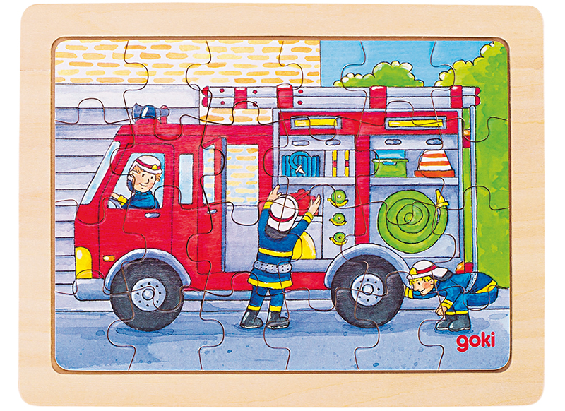 Puzzel - themapuzzel - Goki - beroepen - 24 stukjes per puzzel - hout - set van 3 assorti
