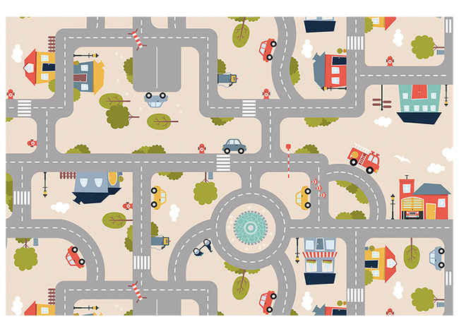 Speelmat - stad 1 - verkeer - binnen en buiten - 100 x 200 cm