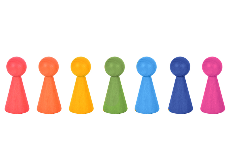 Open-ended - tickit Rainbow Wooden Figures - hout - gekleurd - set van 7