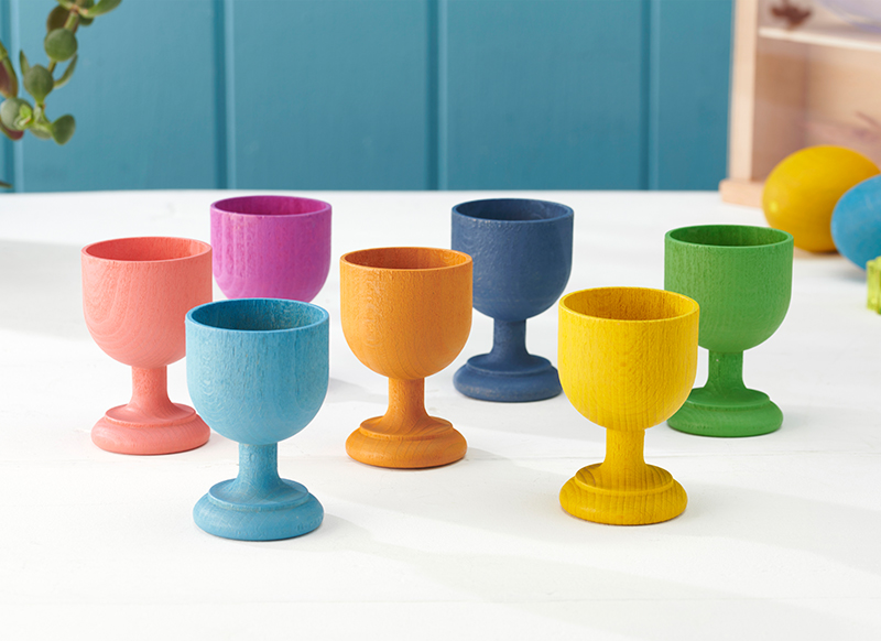 Open-ended - tickit Rainbow Wooden - eierdopjes - hout - gekleurd - set van 7 assorti