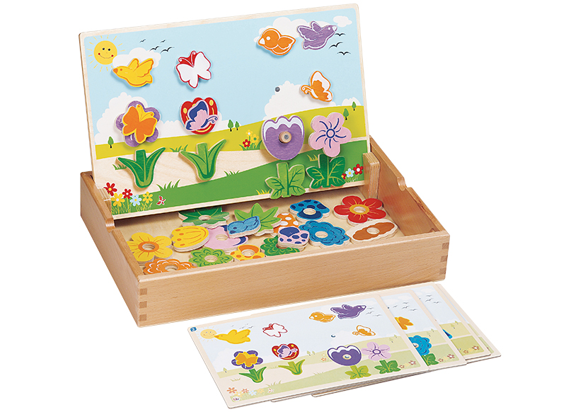 Kleur en vorm - nabouwen - Gogo Toys - kleur en vorm - bloemen - tuin - magnetisch - hout - per spel