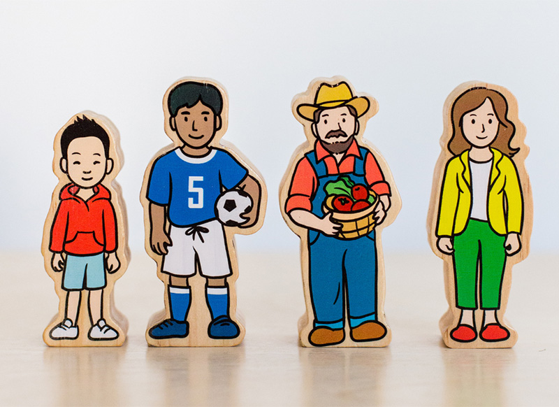 Speelgoed - figuren - Freckled Frog The Village People - mensen in het dorp - hout - set van 42