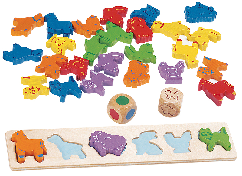 Kleur en vorm - Gogo Toys - dieren - hout - per spel
