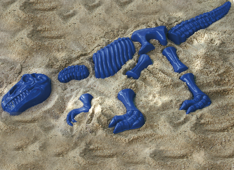 Mallen - skelet - dinosaurus - zand - per set