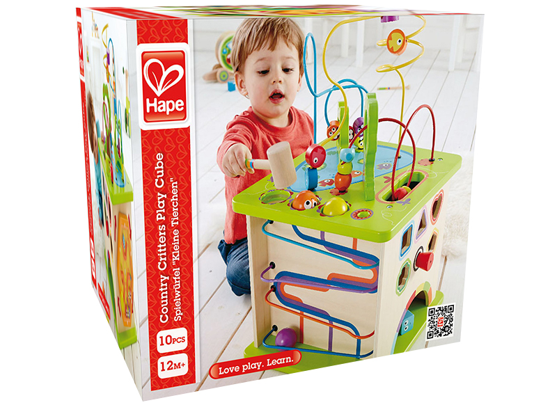 Eerste speelgoed - Hape - parelstructuur - speelkubus