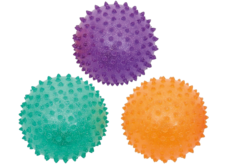 Bal - noppenbal - Stimove - 10 cm - glitter - tactiel - set van 3 assorti