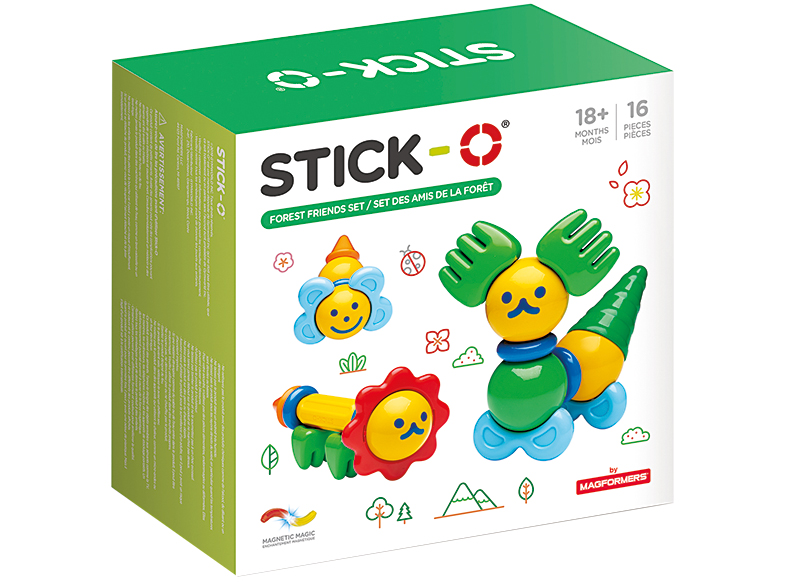 Eerste speelgoed - magnetisch - Clics - stick-o forest friends set- 16-delig