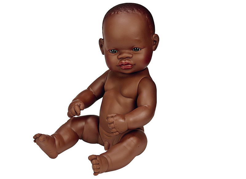 Poppen - babypop - Miniland Baby Doll - zonder haar - 32 cm - jongen - afrikaans - per stuk