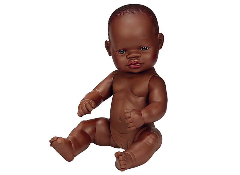 Poppen - babypop - Miniland Baby Doll - zonder haar - 32 cm - meisje - afrikaans - per stuk