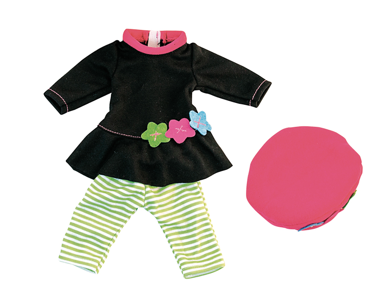 Poppenkleding - Miniland - herfst/winter - 32 cm - kleedje, legging en muts - per set