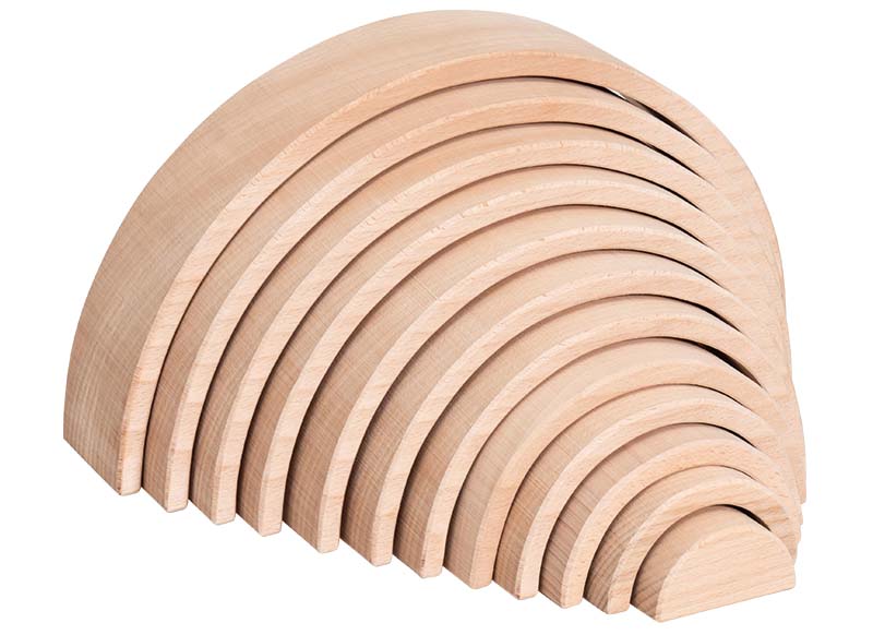 Open-ended - regenboog - hout - naturel - per set